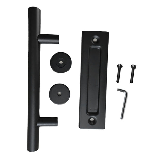 Sliding Barn Door Handle Carbon Steel 4.8mm Thick Double Sided Barn Door Push Pull Handle Black Round Handle
