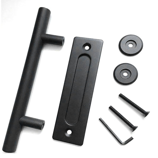 Sliding Barn Door Handle Carbon Steel 4.8mm Thick Double Sided Barn Door Push Pull Handle Black Round Handle