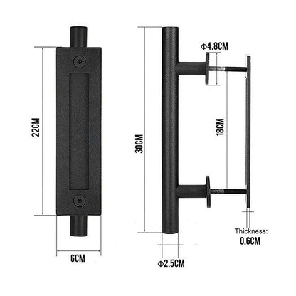 Sliding Barn Door Handle Carbon Steel 4.8mm Thick Double Sided Barn Door Push Pull Handle Black Round Handle
