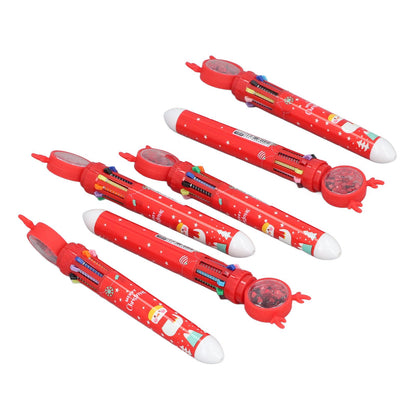 6pcs Christmas Ballpoint Pen 10 Colors Innovative Christmas Press Ballpoint Pen for Teacher Students Children Gift Christmas Snowman