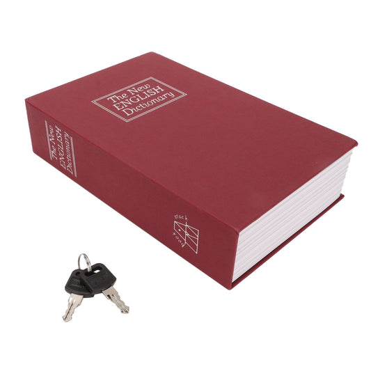 Book Safe Stainless Steel Liner Decorative ABS Material Humanized Design Protective Soft Touch Savings Bank with Key Red