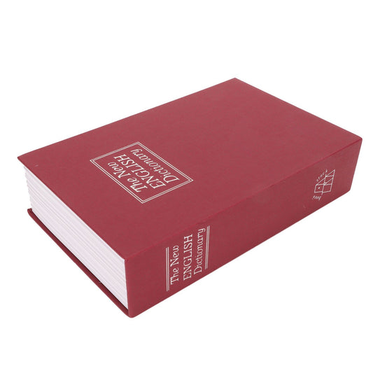 Book Safe Stainless Steel Liner Decorative ABS Material Humanized Design Protective Soft Touch Savings Bank with Key Red