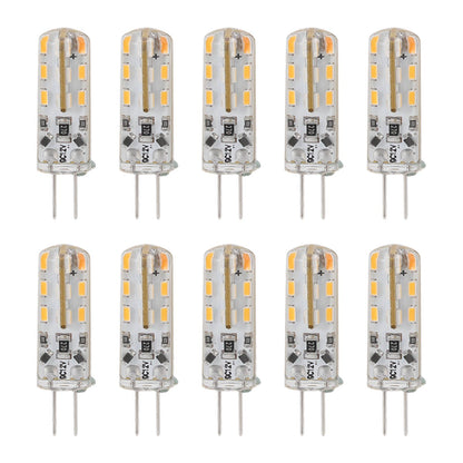 10pcs G4 LED Bulb 1.5W DC12V Warm White 3000K 110LM Bi Pin Light Bulbs LED for Cabinet Lighting Courtyard