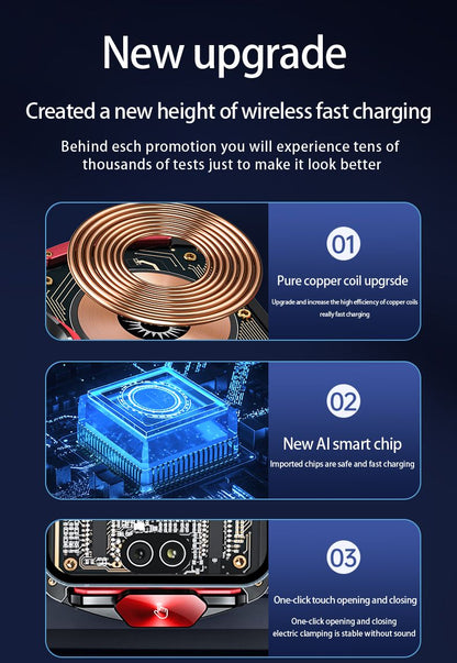 A6 Magnetic Dual Mode Wireless Car Charger Mount for iPhone Samsung Android Phones，black