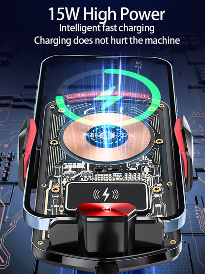 A6 Magnetic Dual Mode Wireless Car Charger Mount for iPhone Samsung Android Phones，orange