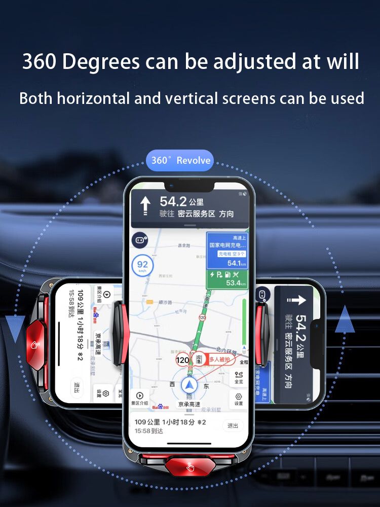 A6 Magnetic Dual Mode Wireless Car Charger Mount for iPhone Samsung Android Phones，orange