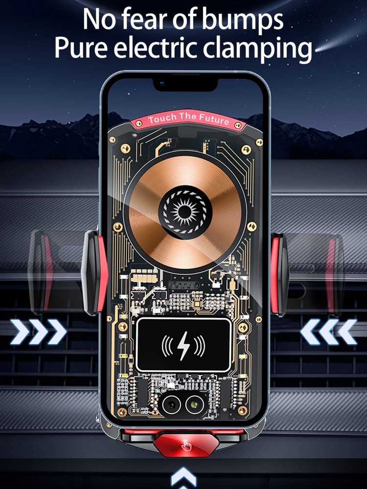 A6 Magnetic Dual Mode Wireless Car Charger Mount for iPhone Samsung Android Phones，orange