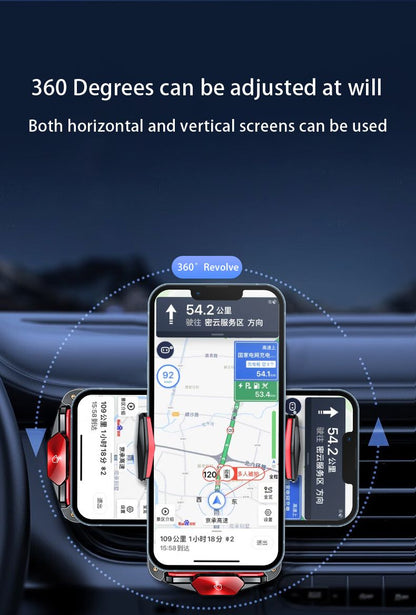 A6 Magnetic Dual Mode Wireless Car Charger Mount for iPhone Samsung Android Phones，orange