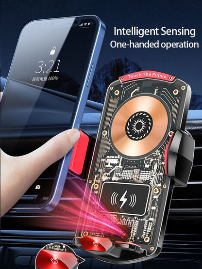 A6 Magnetic Dual Mode Wireless Car Charger Mount for iPhone Samsung Android Phones，red