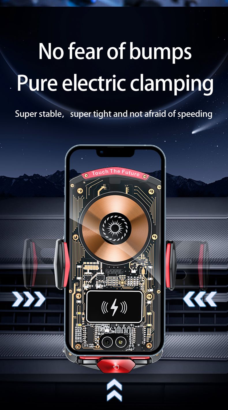A6 Magnetic Dual Mode Wireless Car Charger Mount for iPhone Samsung Android Phones，red