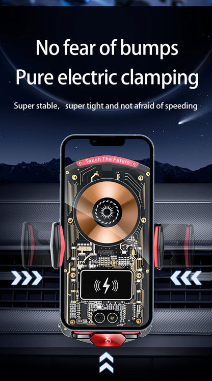 A6 Magnetic Dual Mode Wireless Car Charger Mount for iPhone Samsung Android Phones，red