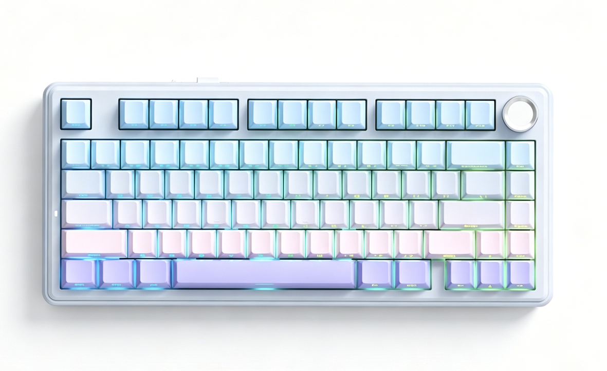 Solakaka A75 3-Mode RGB Mechanical Keyboard, Blue‑Purple