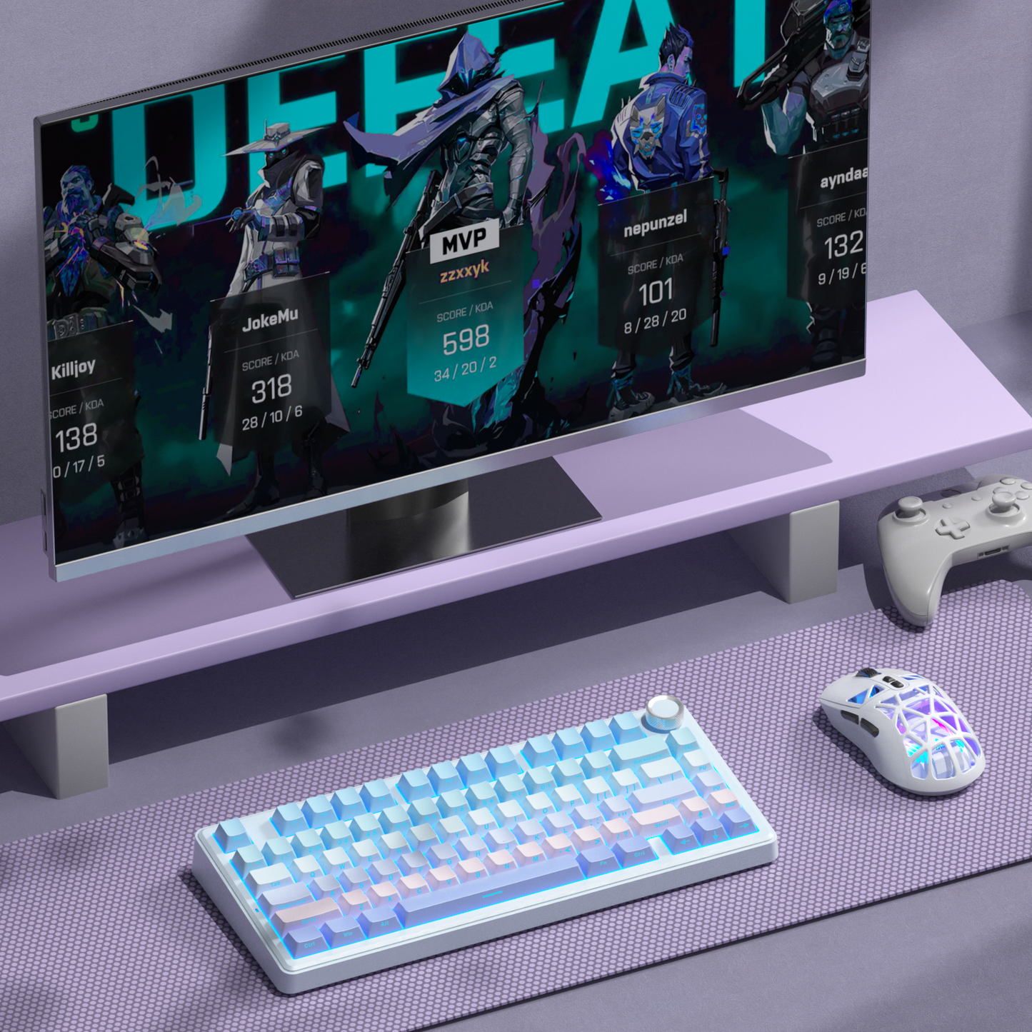 Solakaka A75 3-Mode RGB Mechanical Keyboard, Blue‑Purple