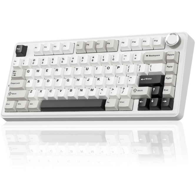 Solakaka A75 3-Mode RGB Mechanical Keyboard,White-Gray