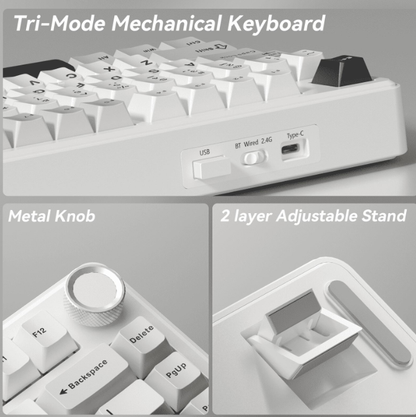 Solakaka A75 3-Mode RGB Mechanical Keyboard,White-Gray