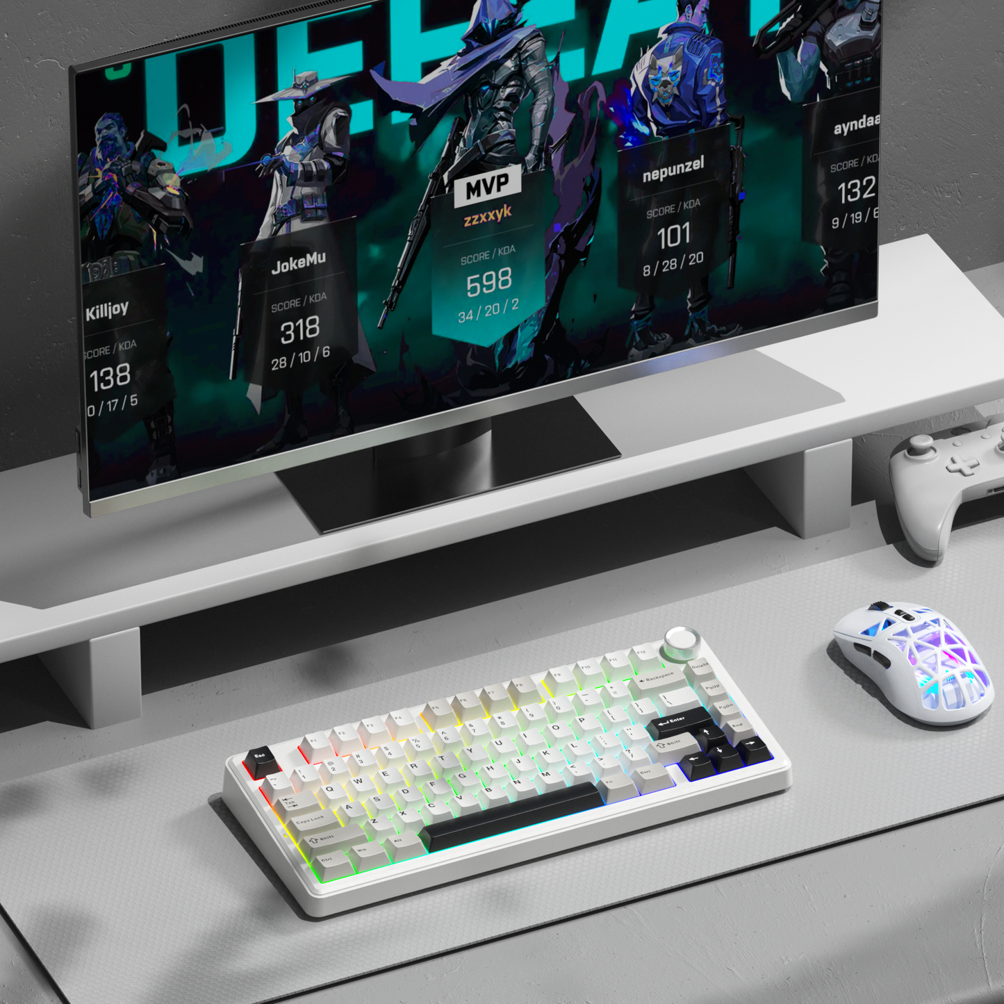 Solakaka A75 3-Mode RGB Mechanical Keyboard,White-Gray