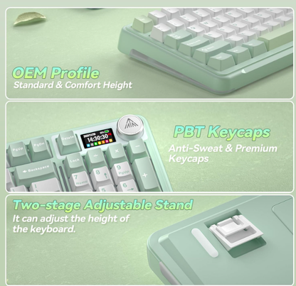 Solakaka A99PRO 3‑Mode RGB Mechanical Keyboard, White‑Green