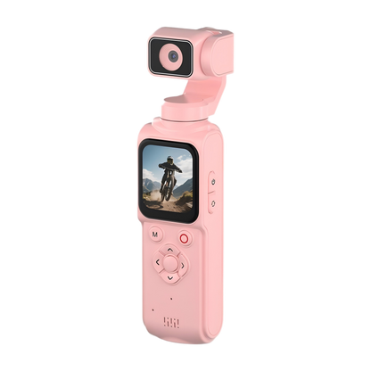 AT-M105 Pocket Gimbal Vlog Camera, 4K HD Handheld Video Camera，pink，32GB