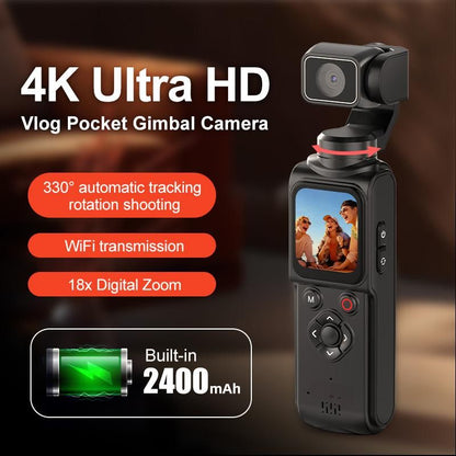 AT-M105 Pocket Gimbal Vlog Camera, 4K HD Handheld Video Camera，pink，32GB
