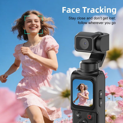 AT-M105 Pocket Gimbal Vlog Camera, 4K HD Handheld Video Camera，pink，64GB