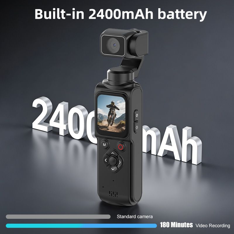 AT-M105 Pocket Gimbal Vlog Camera, 4K HD Handheld Video Camera，white，16GB