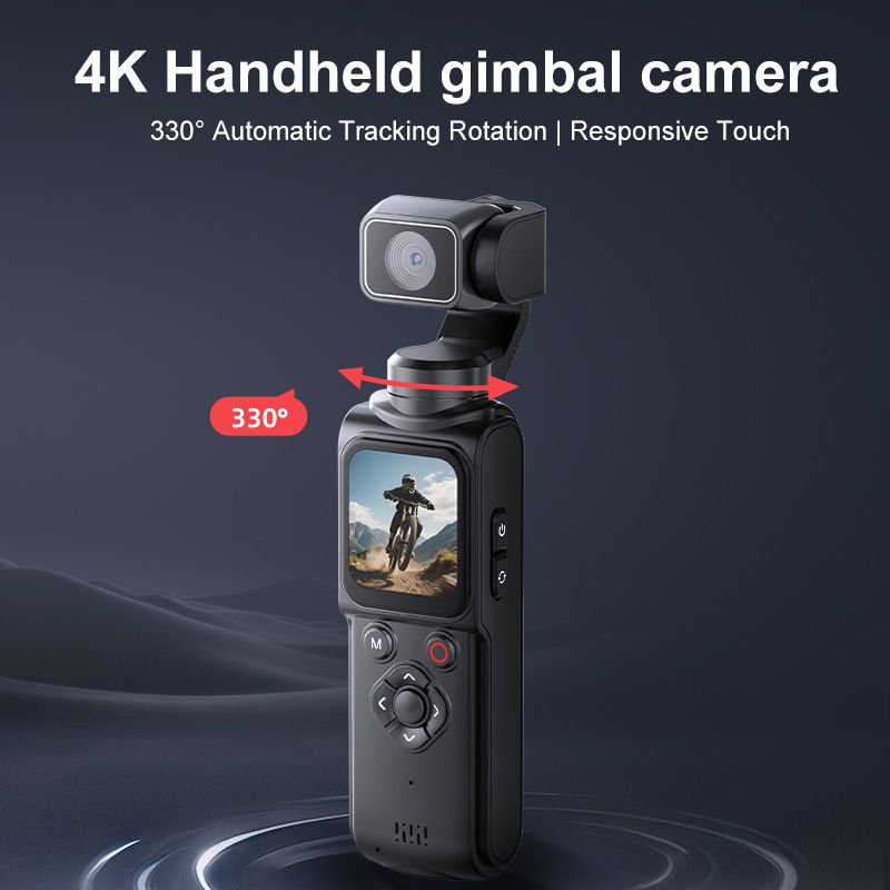 AT-M105 Pocket Gimbal Vlog Camera, 4K HD Handheld Video Camera，white，32GB
