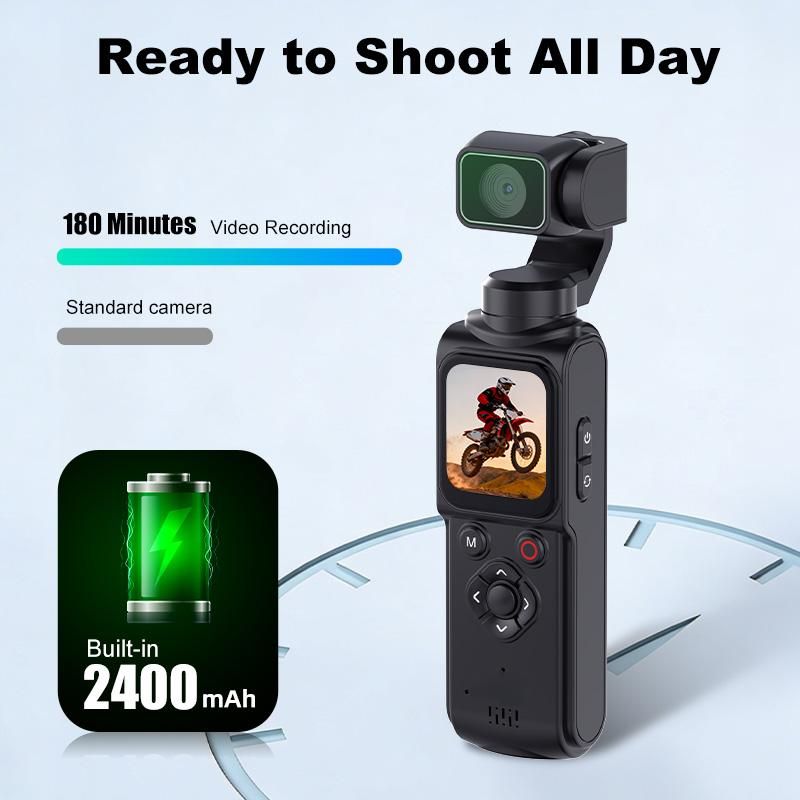 AT-M105 Pocket Gimbal Vlog Camera, 4K HD Handheld Video Camera，white，64GB