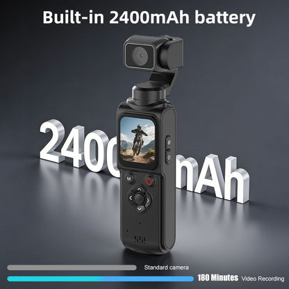 AT-M105 Pocket Gimbal Vlog Camera, 4K HD Handheld Video Camera，white，64GB