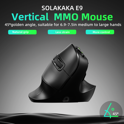 Solakaka E9 3 Mode Vertical Ergonomic Mouse, black