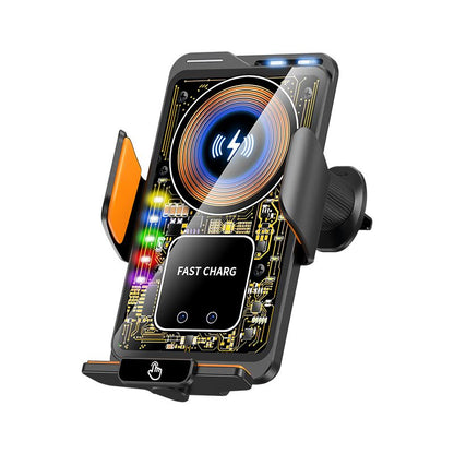 F1 Fast Wireless Car Charger Auto Sensor Phone Mount Holder，black