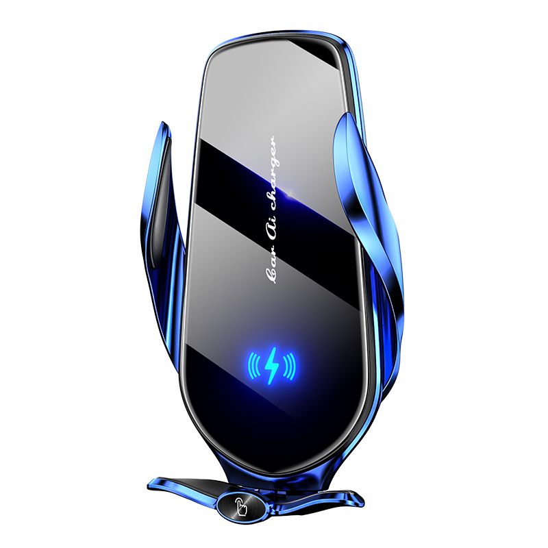 FJ22 Auto Clamping Wireless Car Charger Mount Infrared Air Vent Phone Holder，blue