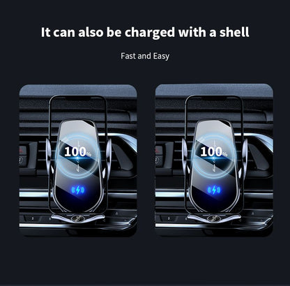 FJ22 Auto Clamping Wireless Car Charger Mount Infrared Air Vent Phone Holder，blue