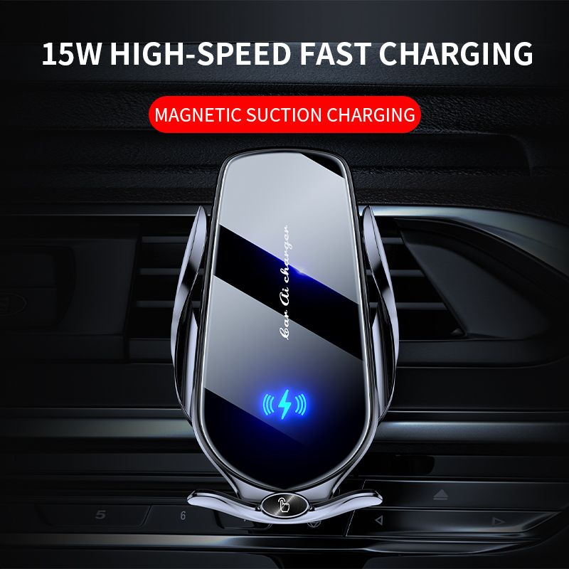 FJ22 Auto Clamping Wireless Car Charger Mount Infrared Air Vent Phone Holder，Golden