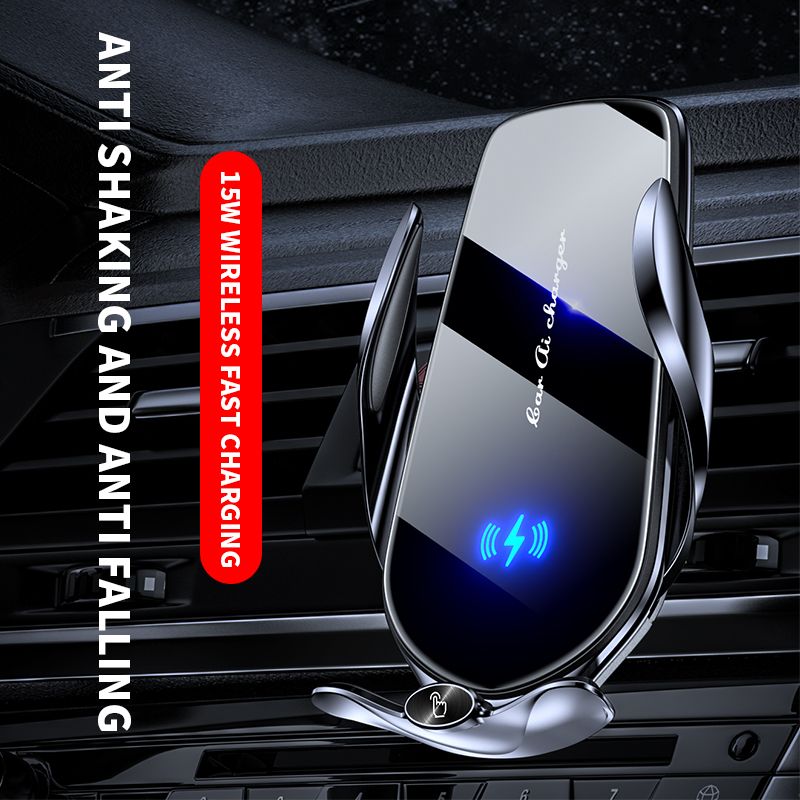 FJ22 Auto Clamping Wireless Car Charger Mount Infrared Air Vent Phone Holder，Silver