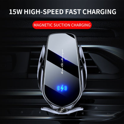 FJ22 Auto Clamping Wireless Car Charger Mount Infrared Air Vent Phone Holder，Silver