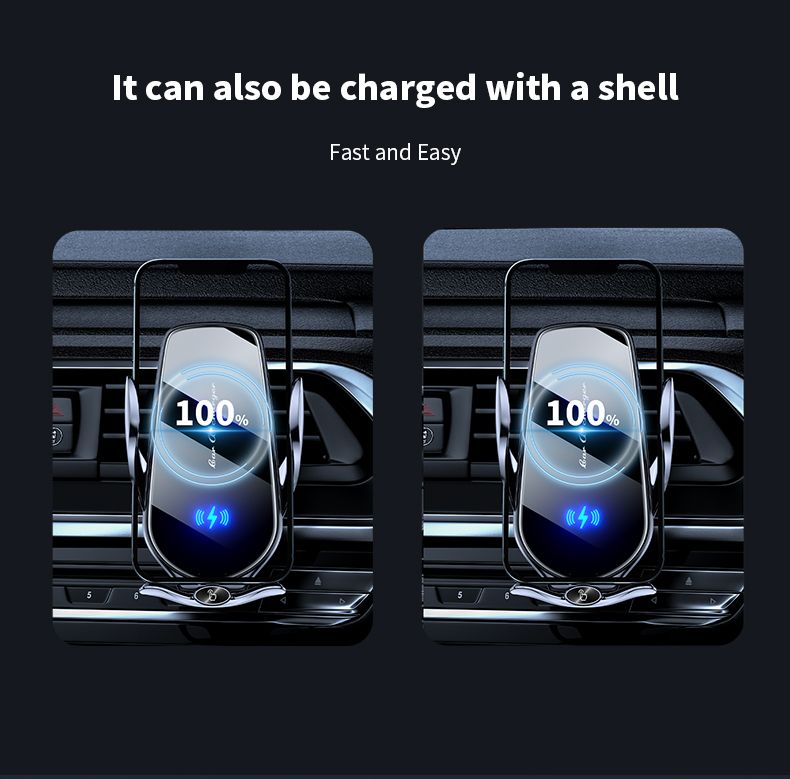FJ22 Auto Clamping Wireless Car Charger Mount Infrared Air Vent Phone Holder，Silver