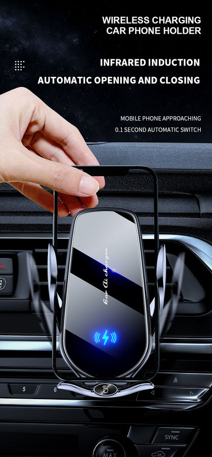 FJ22 Auto Clamping Wireless Car Charger Mount Infrared Air Vent Phone Holder，Silver