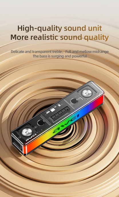 AWEI KA23 Wireless Bluetooth Soundbar, RGB Dynamic Lighting Stereo Speaker，black