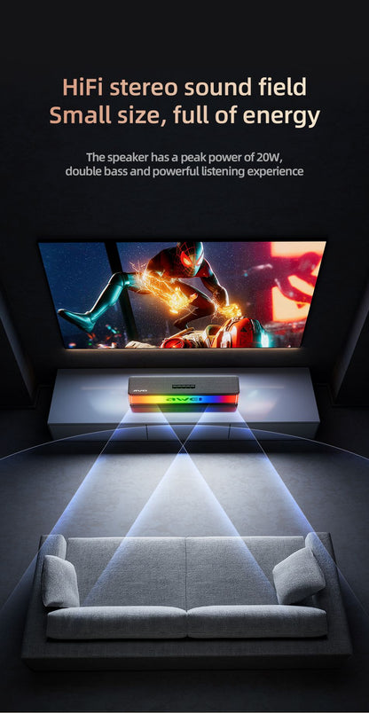 AWEI KA23 Wireless Bluetooth Soundbar, RGB Dynamic Lighting Stereo Speaker，black