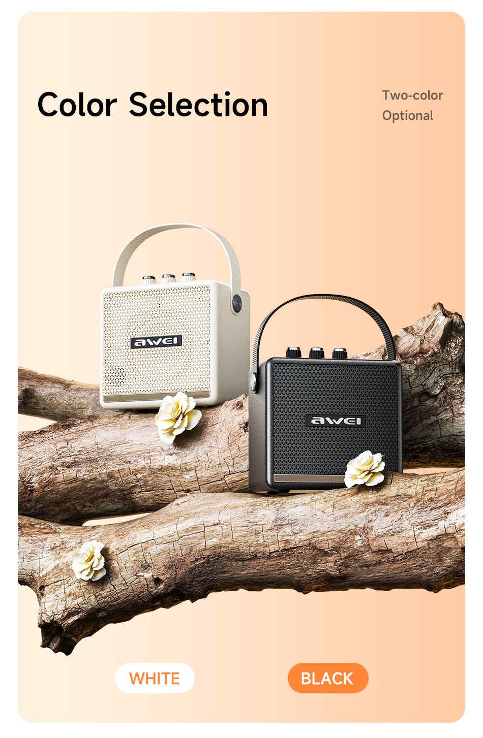 AWEI KA30 Mini Retro Bluetooth Speaker，white