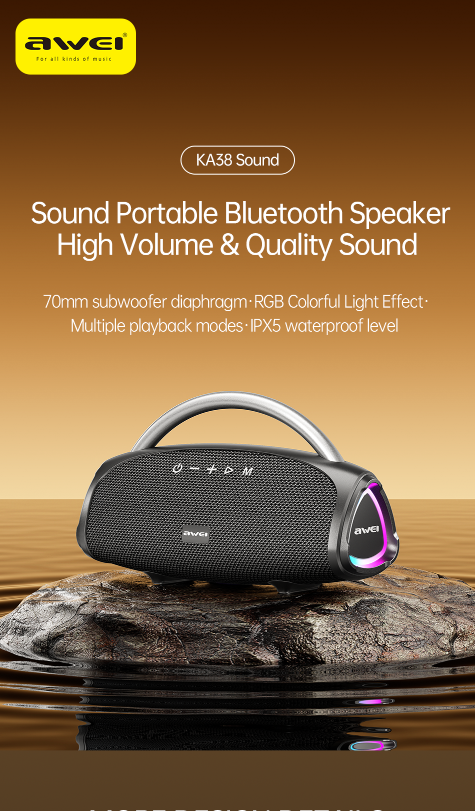 KA38 Wireless Bluetooth Portable Speaker,black