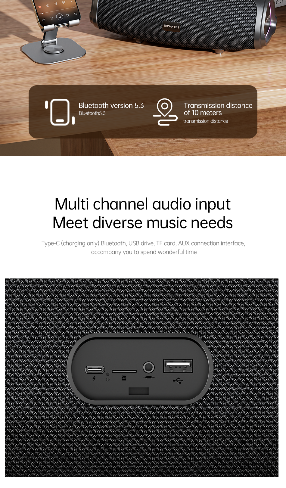 KA38 Wireless Bluetooth Portable Speaker,black