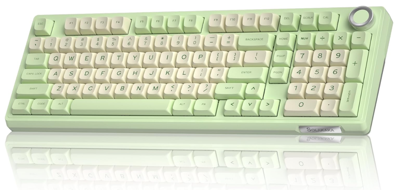Solakaka Ki99pro 3‑Mode RGB Mechanical Keyboard,  Avocado-Green