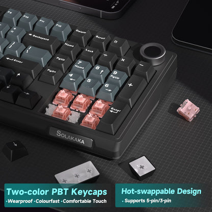Solakaka Ki99pro 3‑Mode RGB Mechanical Keyboard,  Gray‑Blue