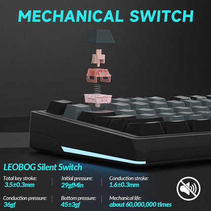 Solakaka Ki99pro 3‑Mode RGB Mechanical Keyboard,  Gray‑Blue