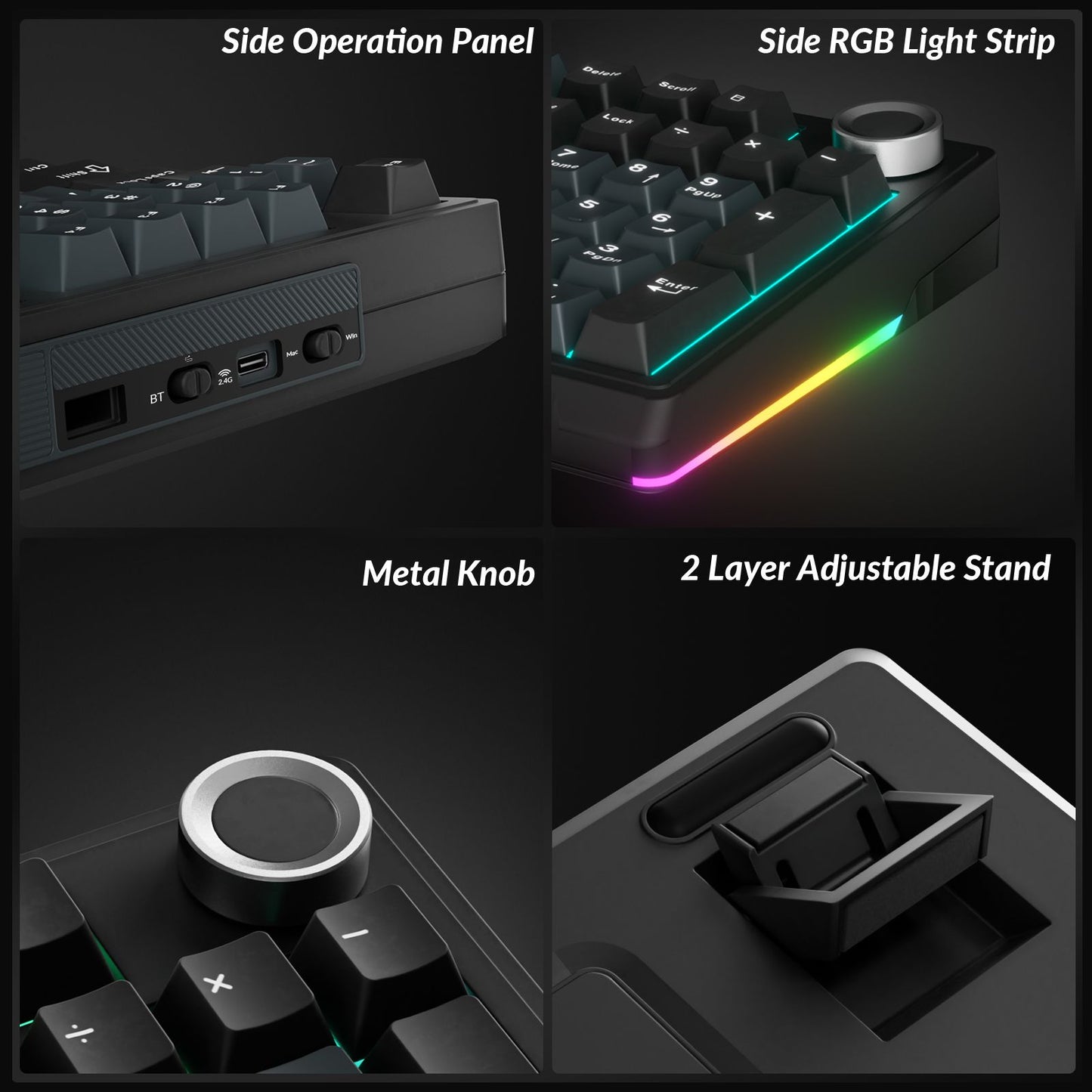 Solakaka Ki99pro 3‑Mode RGB Mechanical Keyboard,  Gray‑Blue