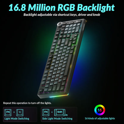 Solakaka Ki99pro 3‑Mode RGB Mechanical Keyboard,  Gray‑Blue