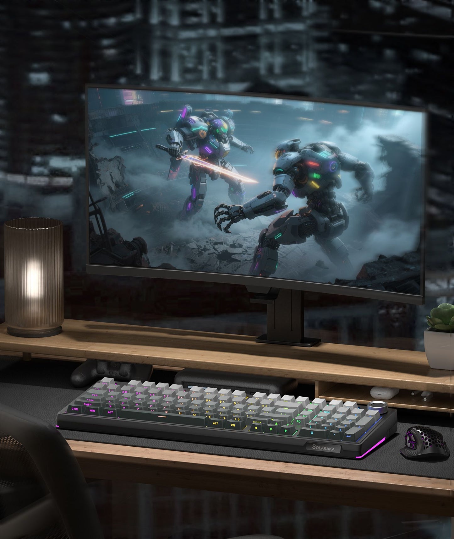 Solakaka Ki99pro 3‑Mode RGB Mechanical Keyboard,  Gradient-Gray