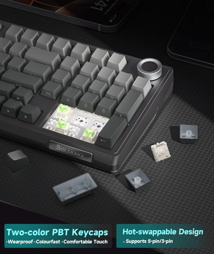 Solakaka Ki99pro 3‑Mode RGB Mechanical Keyboard,  Gradient-Gray
