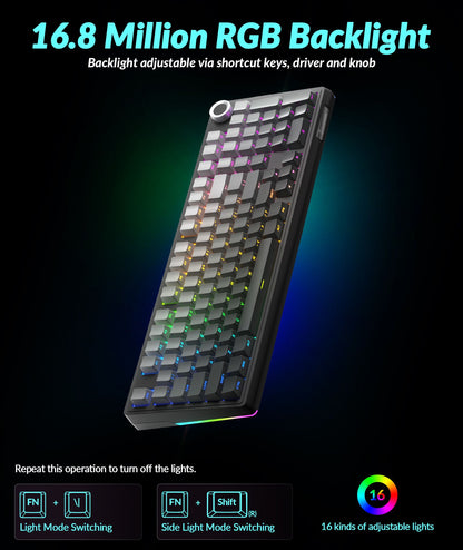 Solakaka Ki99pro 3‑Mode RGB Mechanical Keyboard,  Gradient-Gray